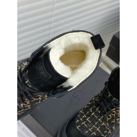 Ugg Winter Wool Lace Up Thick Soled Boots For Women Black