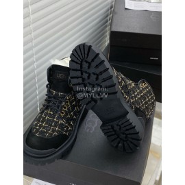 Ugg Winter Wool Lace Up Thick Soled Boots For Women Black