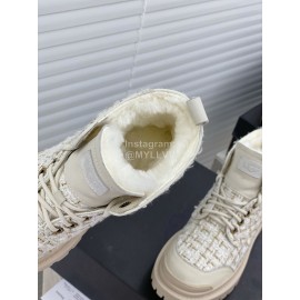Ugg Winter Wool Lace Up Thick Soled Boots For Women Beige