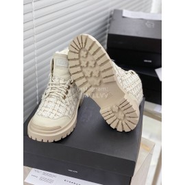 Ugg Winter Wool Lace Up Thick Soled Boots For Women Beige