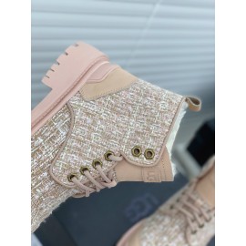 Ugg Winter Wool Lace Up Thick Soled Boots For Women Pink