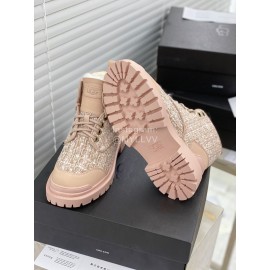 Ugg Winter Wool Lace Up Thick Soled Boots For Women Pink