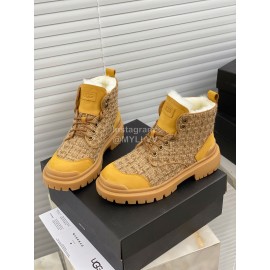 Ugg Winter Wool Lace Up Thick Soled Boots For Women Yellow
