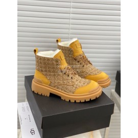 Ugg Winter Wool Lace Up Thick Soled Boots For Women Yellow