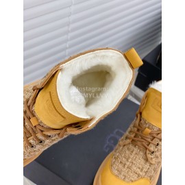 Ugg Winter Wool Lace Up Thick Soled Boots For Women Yellow