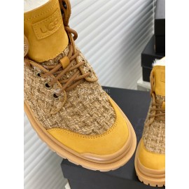 Ugg Winter Wool Lace Up Thick Soled Boots For Women Yellow