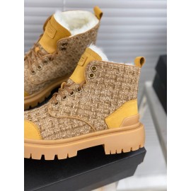 Ugg Winter Wool Lace Up Thick Soled Boots For Women Yellow