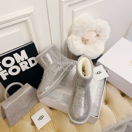 Ugg Winter Fashion Wool Diamond Boots For Women Silver