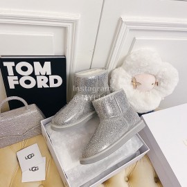 Ugg Winter Fashion Wool Diamond Boots For Women Silver