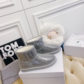 Ugg Winter Fashion Wool Diamond Boots For Women Silver