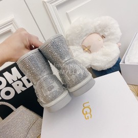 Ugg Winter Fashion Wool Diamond Boots For Women Silver