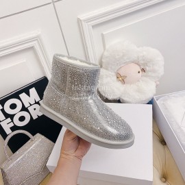 Ugg Winter Fashion Wool Diamond Boots For Women Silver