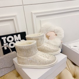 Ugg Winter Fashion Wool Diamond Boots For Women White
