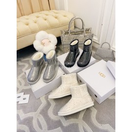 Ugg Winter Fashion Wool Diamond Boots For Women White