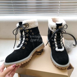 Ugg Winter Warm Wool Lace Up Boots For Women Black