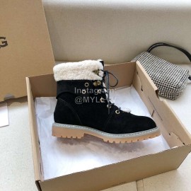 Ugg Winter Warm Wool Lace Up Boots For Women Black