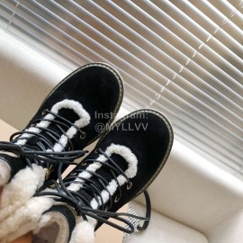 Ugg Winter Warm Wool Lace Up Boots For Women Black