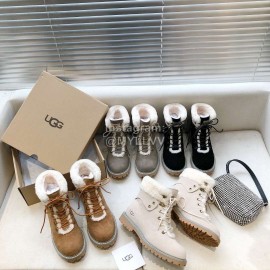 Ugg Winter Warm Wool Lace Up Boots For Women Black