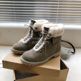 Ugg Winter Warm Wool Lace Up Boots For Women Gray