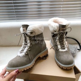 Ugg Winter Warm Wool Lace Up Boots For Women Gray