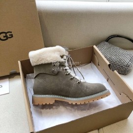 Ugg Winter Warm Wool Lace Up Boots For Women Gray