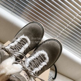 Ugg Winter Warm Wool Lace Up Boots For Women Gray