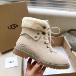 Ugg Winter Warm Wool Lace Up Boots For Women Sandy