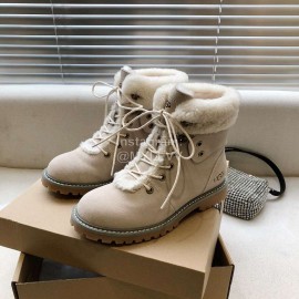 Ugg Winter Warm Wool Lace Up Boots For Women Sandy
