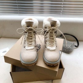 Ugg Winter Warm Wool Lace Up Boots For Women Sandy