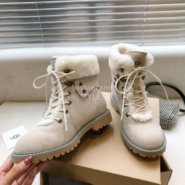 Ugg Winter Warm Wool Lace Up Boots For Women Sandy