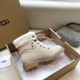 Ugg Winter Warm Wool Lace Up Boots For Women Sandy