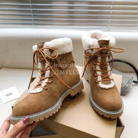 Ugg Winter Warm Wool Lace Up Boots For Women Brown