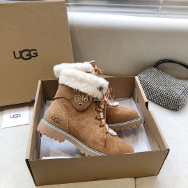 Ugg Winter Warm Wool Lace Up Boots For Women Brown