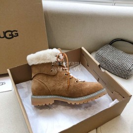 Ugg Winter Warm Wool Lace Up Boots For Women Brown