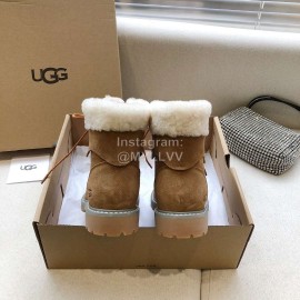 Ugg Winter Warm Wool Lace Up Boots For Women Brown
