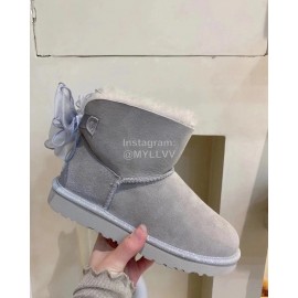 Ugg Winter Wool Mesh Bow Boots For Women Gray