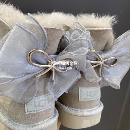 Ugg Winter Wool Mesh Bow Boots For Women Gray