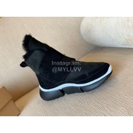 Ugg Winter Nubuck Velcro Thick Soled Boots For Women Black