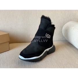 Ugg Winter Nubuck Velcro Thick Soled Boots For Women Black