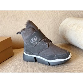 Ugg Winter Nubuck Velcro Thick Soled Boots For Women Gray