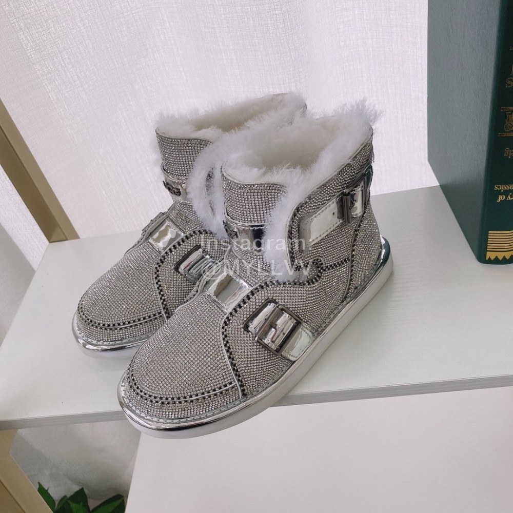 Ugg Winter Warm Wool Diamond Waterproof Boots For Women Silver