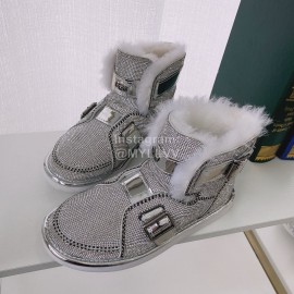 Ugg Winter Warm Wool Diamond Waterproof Boots For Women Silver