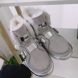 Ugg Winter Warm Wool Diamond Waterproof Boots For Women Silver