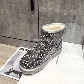 Ugg Winter Pearl Wool Warm Boots For Women Black