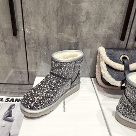 Ugg Winter Pearl Wool Warm Boots For Women Black