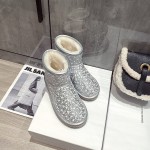 Ugg Winter Pearl Wool Warm Boots For Women Silver