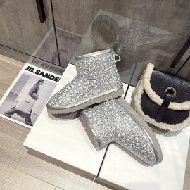 Ugg Winter Pearl Wool Warm Boots For Women Silver