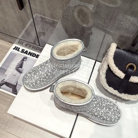 Ugg Winter Pearl Wool Warm Boots For Women Silver