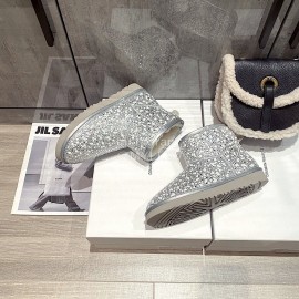 Ugg Winter Pearl Wool Warm Boots For Women Silver