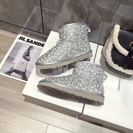 Ugg Winter Pearl Wool Warm Boots For Women Silver